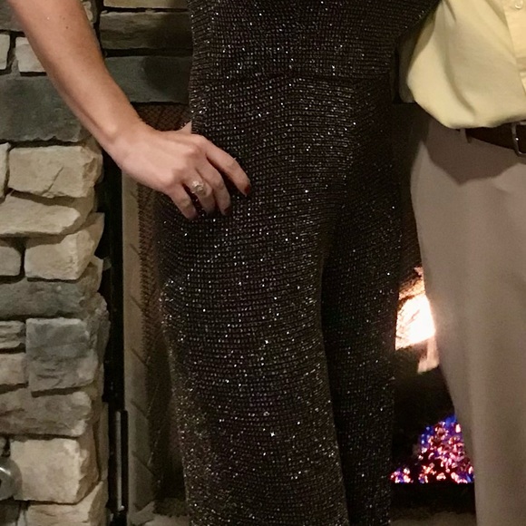 ✨ Trixxi Black GLITTER Sparkle Wide Leg Pantsuit ✨ - Picture 3 of 5